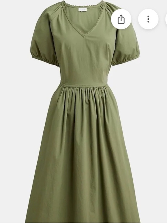 J. Crew Dresses & Skirts - J. Crew Olive Green V-Neck Puff Sleeve Midi Dress